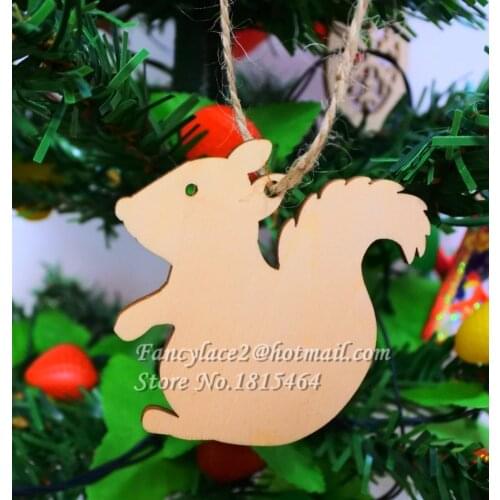 60pcs Wish Card Squirrel Wood Tags Tree Decoration Ornaments Rustic Tags Wedding Valentine Party Nature Color Gift Home Decor