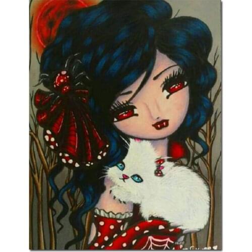 Full Square Round Drill 5D DIY Diamond Painting Girl Spider Cat Embroidery Cross Stitch Mosaic Diamond fantasy Princess A2136