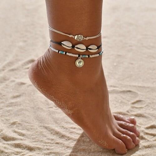 YADA Retro Avatar Round Coin Anklets for Women Foot Handmade Skull shape ankle Barefoot Sandals Bracelet ankle Female AT200053