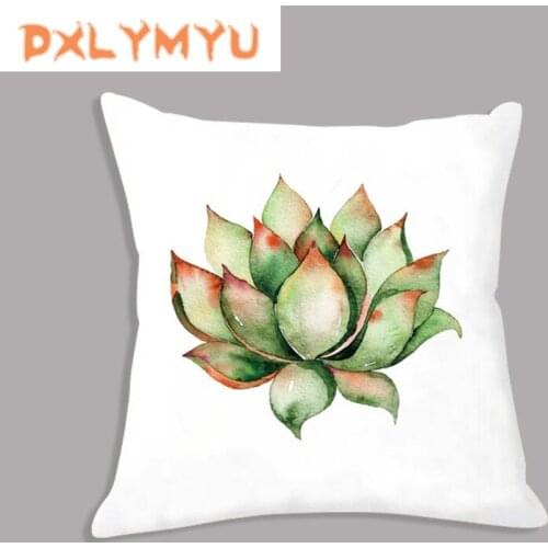 Nordic Cushion Cover Succulent Cactus Printed Throw Pillow Case Plush White Soft Cushion Decorative Cushion Covers for Sofa