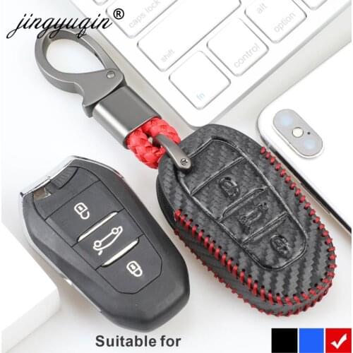 3 Buttons Carbon Leather Smart Key Case Cover For Peugeot 508 301 2008 3008 4008 407 408 Fit Citroen C5 C6 C4L CACTUS C3XR DS