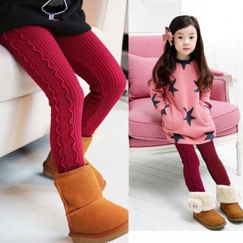 Baby autumn winter warm trousers with velvet ultra soft thick black fungus and leggings child twist knitted cotton trousers