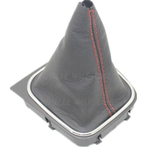 For VW Golf 5 A5 MK5 R32 GTI GTD 2004 2005 2006 2007 2008 2009 Car-Stying Car Gear Stick Shift Knob Leather Boot Red Line