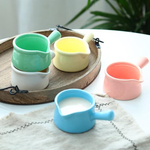 Creative Korean Single Handle Milk Jug Cafe Barista Espresso Coffee Maker Accessories Coffeeware Afternoon Tea Jam Pottery Cup