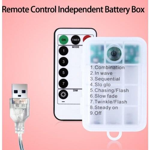 3AA Battery Box Transparent with Remote Control Timing 8 Mode USB Dual-Purpose Battery Box