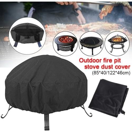 Round Polyester Patio Easy Clean Outdoor Waterproof Protective Garden Black Fire Pit Cover BBQ Cooking Anti Dust #25