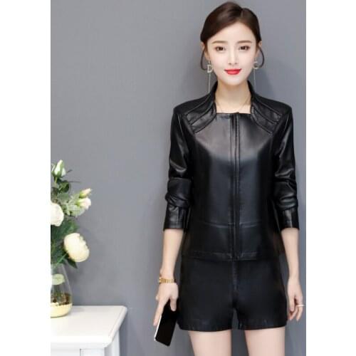 New Fashion Womens Slim Faux Leather Jackets Streetwear Ladies Soft Wash Leather Coat Large Size 5XL Female Zippers Clothing