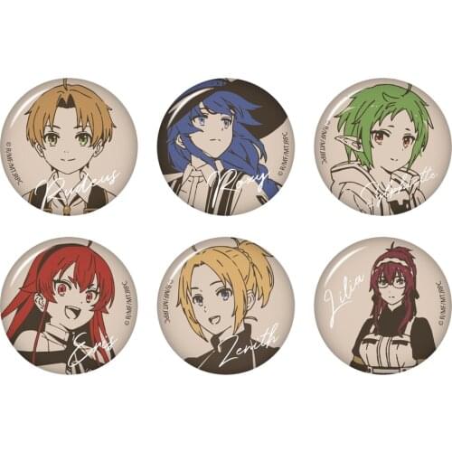 Jobless Reincarnation Mushokutensei Anime Rudeus Sylphiette Roxy Eris Zenith 50mm Metal Badge Brooch Pins