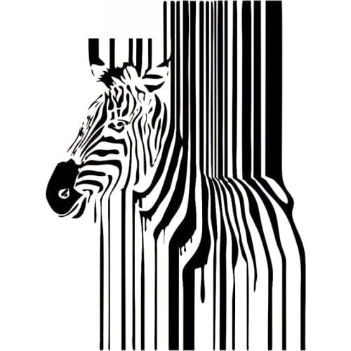 Cute Animal Barcode Zebra Applique Fashion Car Window Decoration Personality Pvc Waterproof Applique Black/white, 16cm*12cm