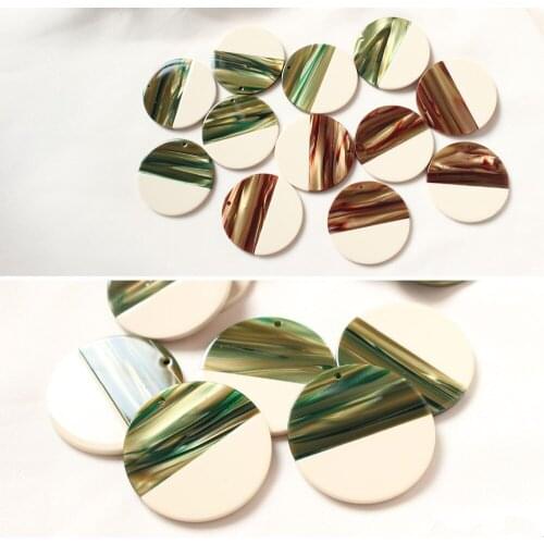 Min order 20pcs/lot 35mm color splice geometry rounds shape acrylic beads diy jewelry earring/garment pendant accessory