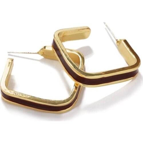 Fashion simple alloy paint earrings retro wild geometric hollow triangle womens earrings trend exquisite charm jewelry