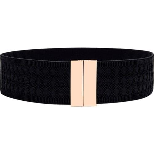 Fashion Elastic Wide Belt For Women Stretch Waistbands For Dress Lady Black Cummerbunds Party Adornment For Femme