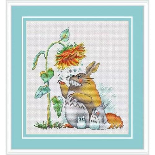 Cross-stitch Print Cloth Kit 11CT14CT18CT Embroidery Totoro Series Dew Drop DIY Chinese Embroidery Material Kit