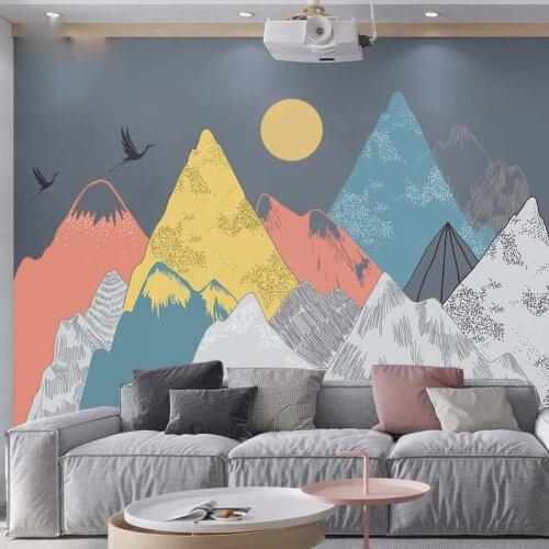 Large Mountain Wall Stickers Teenager Bedroom Living Room Sofa Wall Decoration Aesthetic Room Decor Self Adhesive Wallpaper