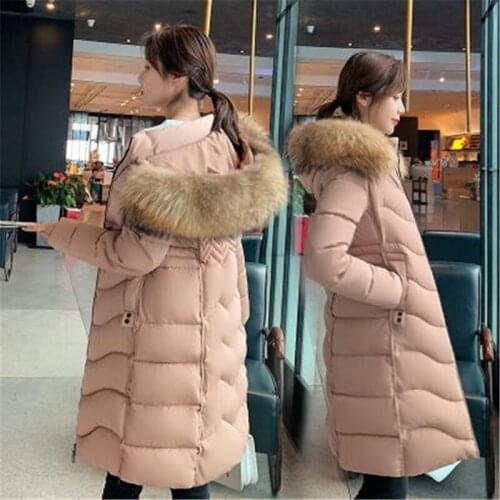 2020 New Fashion Winter Jacket Women Big Fur Belt Hooded Thick Down Parkas X-Long Female Jacket Coat Slim Warm Winter Outwear