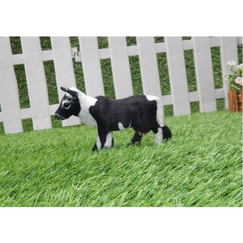 Polyethylene&furs cow model small 15x9cm prop,home decoration Xmas gift w1287