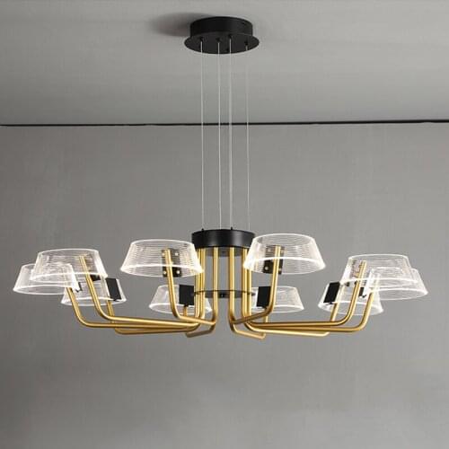 Modern Design Acrylic Led Pendant Lights Gold Led Pendant Lamp Living Room Decor Suspension Luminaire Hanging Light Drop Lights