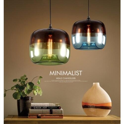 Glass Chandelier Loft Industrial wind American Rural Restaurant Bar Retro Nostalgia Creative Chandelier Amber Color mixing Home