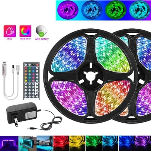 Has battery 20M 15M RGB LED Light Strip 5050 DC12V Ribbon LED Strip RGB Tape SMD Flexible 5M 10M Diode Tape with 44K Remote