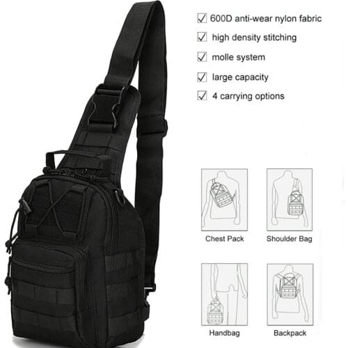 Tactical Sling Bag Outdoor Chest Pack Shoulder Backpack Military Sport Bag for Trekking Camping Hiking Rover Sling Dpack