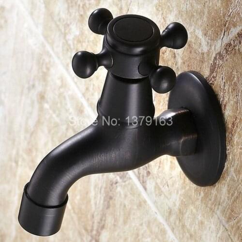 Dark Black Oil Rubbed Brass Cross Handle Wall Mounted Bathroom Kitchen Laundry Sink Faucet Taps aav114
