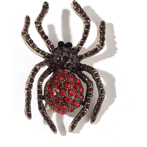 WYBU Fashion Black Widow Spider Womens Brooch Animal Broche Clothes Jewellery Cuff Hijab Pins Rhinestone Hippocampi Brooch