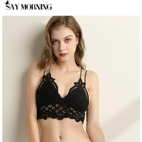 SAY MORNING Lace Bra Floral Brassiere Sexy Wire Free Side Closure Women Bralette Underwear Lingerie Pullover Bras