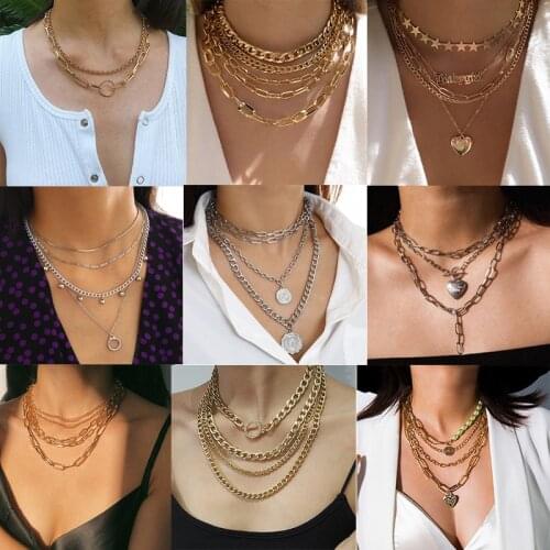 Wgoud Punk Cuban Choker Necklace Collar Statement Hip Hop Big Chunky Aluminum Gold Color Thick Chain Necklace Women Jewelry