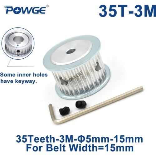 POWGE 35 Teeth HTD 3M Timing Pulley Bore 5/6/8/10/12/14/15/16mm for Width 15mm 3M Synchronous Belt HTD3M Belt pulley 35T 35Teeth