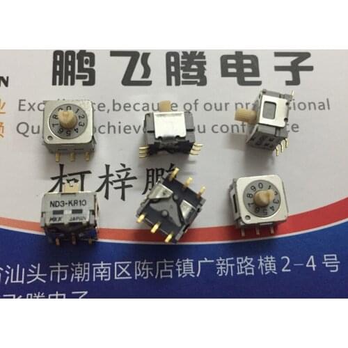 1PCS Japan NKK ND3-KR10P 0-9/10-bit rotary dial coding switch patch 6 feet 3: 3 feet with handle positive code