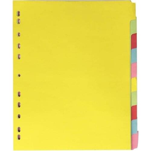 12Pcs Colored Tab Dividers A4 Index Classified Labels 11 Holes Binder Dividers