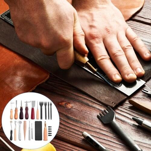 18pcs Leather Tools Leather Working Supplies for Sewing Leather Craft Making