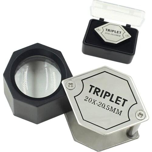 20x Metal Folding High-Power HD Jewelry Mirror Antique Diamond Identification Triplet Silver Color Magnifying Glass