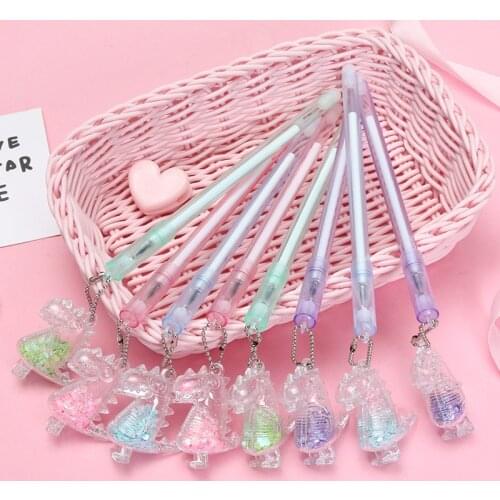 24PCs Korean Cute Creative Small Dinosaur Sequin Pendant Gel Pen Student Gifts Prizes Creative Office Supply Stationery Novelty