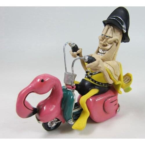 Handmade 3D Motorcycle Banana Man Resin Miniature Desktop Home Decoration Accessories Creative Bar Decor Crafts Ornaments Gifts