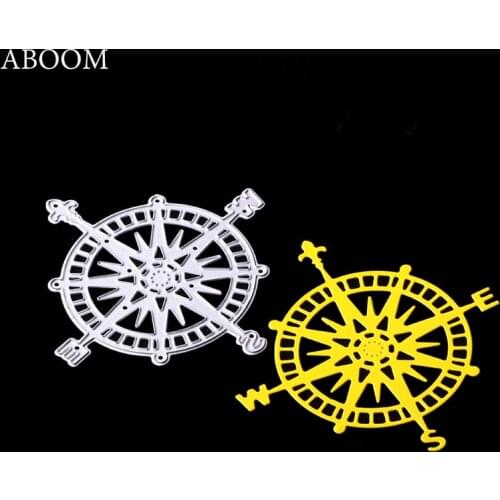 ABOOM 1PC New Arrival Compass Cutting Dies Scrapbooking Metal Cutting Stencils Dies For DIY Decorations Embossing Folder Die Cut