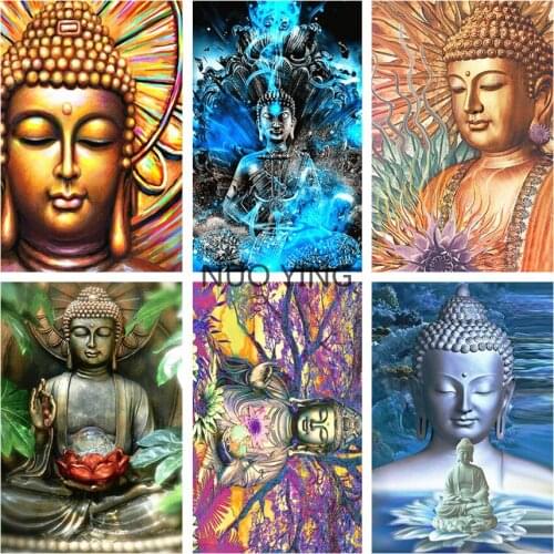 5D DIY Diamond Painting Religious Buddha Cross Stitch Kit Full Drill Square Diamond Embroidery Mosaic Art Picture Home Decor