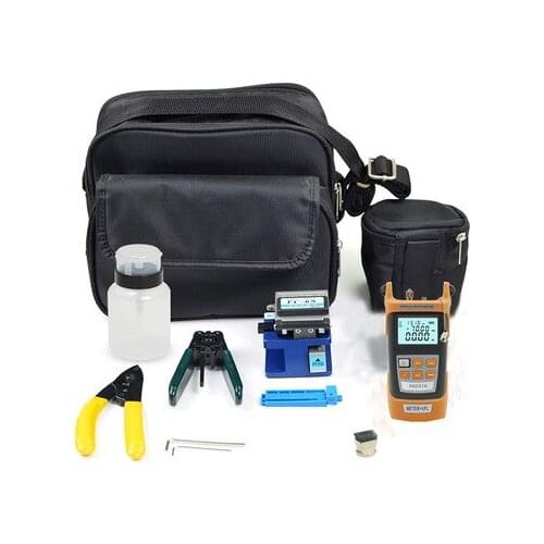 Free shipping/ Fiber Optic FTTH Tool Kit with Fiber Cleaver Optical Power Meter 5km Visual Fault Locator Wire stripper
