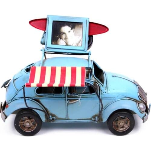 Decorative Metal Car Framed With Awning - Trinket, Miniature, Gift, Nostalgic, Vintage, handmade Hand Painted, Quality Durable