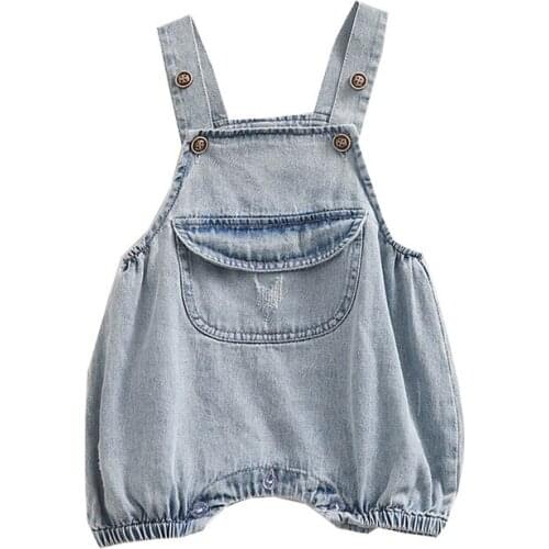 BToddler Baby boysgirls cute Overalls Trousers Jeans Denim Jumpsuit Kids Bib Pants Overalls Suspenders Short Pant Outfit