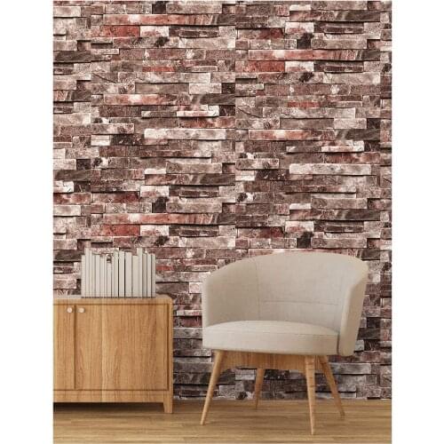 Home Faux Brick Wallpaper Brown/Red Vinyl Self Adhesive Peel and Stick Wall Paper Design for Wall Bathroom Bedroom Home Decor