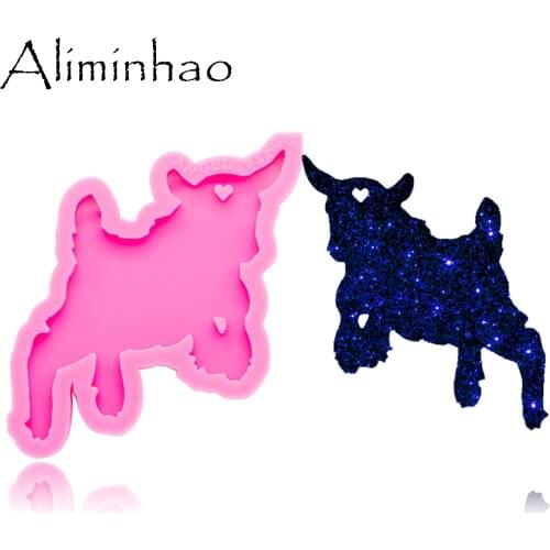 DY0275 Shiny Jumping goat mold sheep Silicone Molds DIY epoxy keychains Mould custom keychain