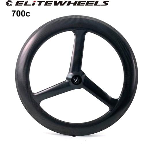 ELITEWHEELS 700c Three Spoke Carbon Wheel Crabon Tri Spoke Wheels Clincher Tubular For Road Or Track Triathlon Time Trial Wheel