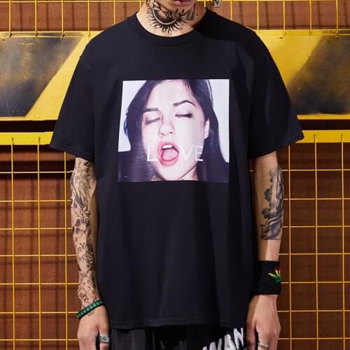 Hello Love Funny tshirt lovers short-sleeve T-shirt mens personality fun print letters casual NEWS shirt Harajuku Hip hop Mens