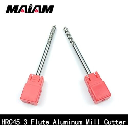 HRC45 aluminum end mill cnc 3 flute milling cutter 50l 75l 100l 150l 200l 1.5mm 2.5mm 1-20mm cnc milling machine end mill cutter