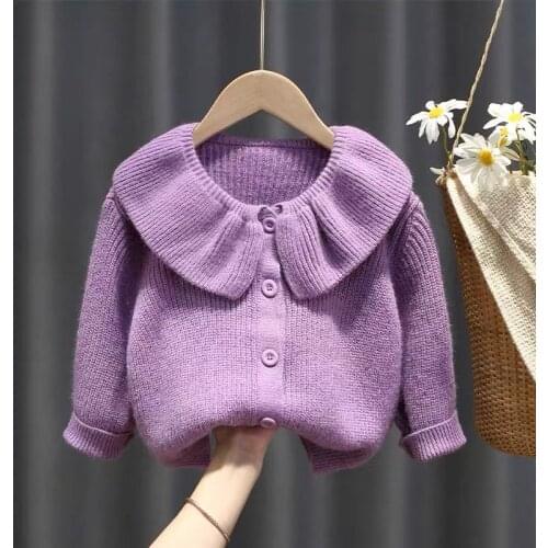 Girls Cardigan Sweater Jacket 2021 New Autumn and Winter New Girls Korean Style Knitwear All-match Top