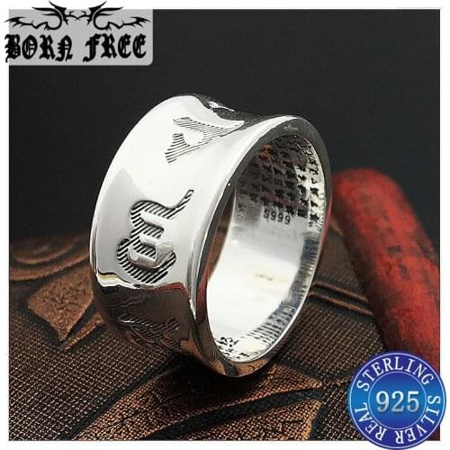 999 sterling silver Six Word True Words swastika jewelry buddha ring men rings women fashion ethnic trendy charm ringen hot sale
