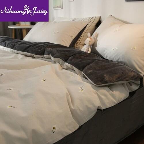 Winter milk velvet coral velvet crystal velvet four-piece bed sheet three-piece cotton plus velvet duvet cover bedding