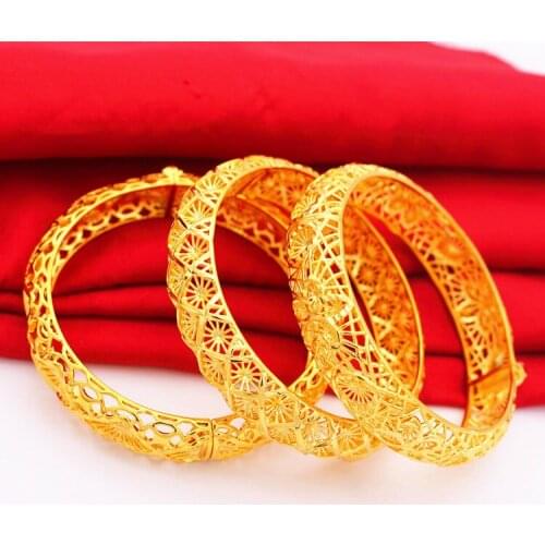 Trendy Ethiopian Bangle Women Gold Filled Dubai Bride Wedding African/Arab/Middle East Bracelet/Bangle Jewelry