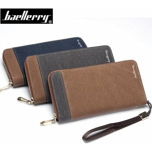 Men Wallets Classic Style Canvas Wallet Men Coin Purse Baellerry Long Zipper Male Clutch Card Holder phone bag High quality
